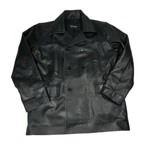 Qawach Men's Black ‎ Leather Jacket- Coat Soft & Stylish Blazer Double Large